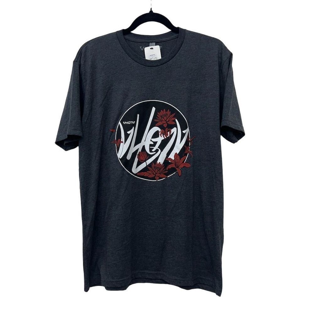 Aloha Men's Graphic T-Shirt Large‎ Charcoal Heather Crew Neck Short Sleeve NEW